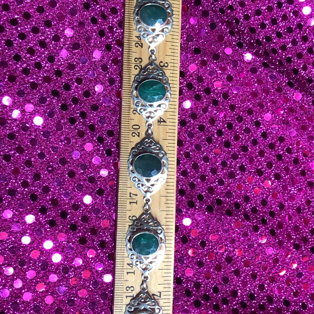 Emerald Sterling Silver Toggle Bracelet - Picture 5 of 5